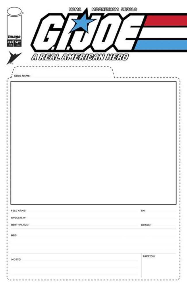 G.I. Joe A Real American Hero #325 Cover F Blank Sketch File Card Variant (NM)