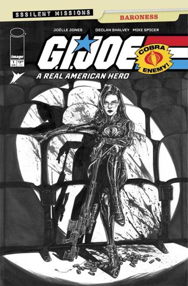 G.I. Joe A Real American Hero Sssilent Missions Baroness #1 (One Shot) Cover C 1:10 Joelle Jones Black & White Variant (NM)