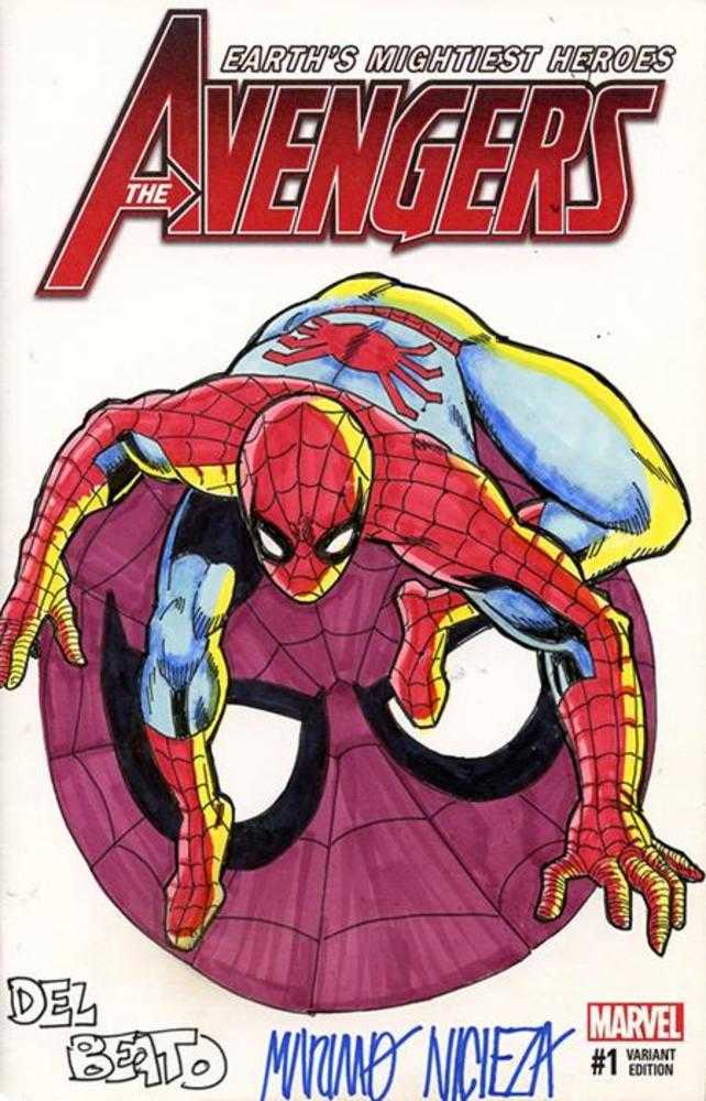 DF Marvel Comics Commissioned Cover Art Signed And Remarked By Mariano Nicieza And Joe Delbeato With A Spider-Man Sketch (NM)