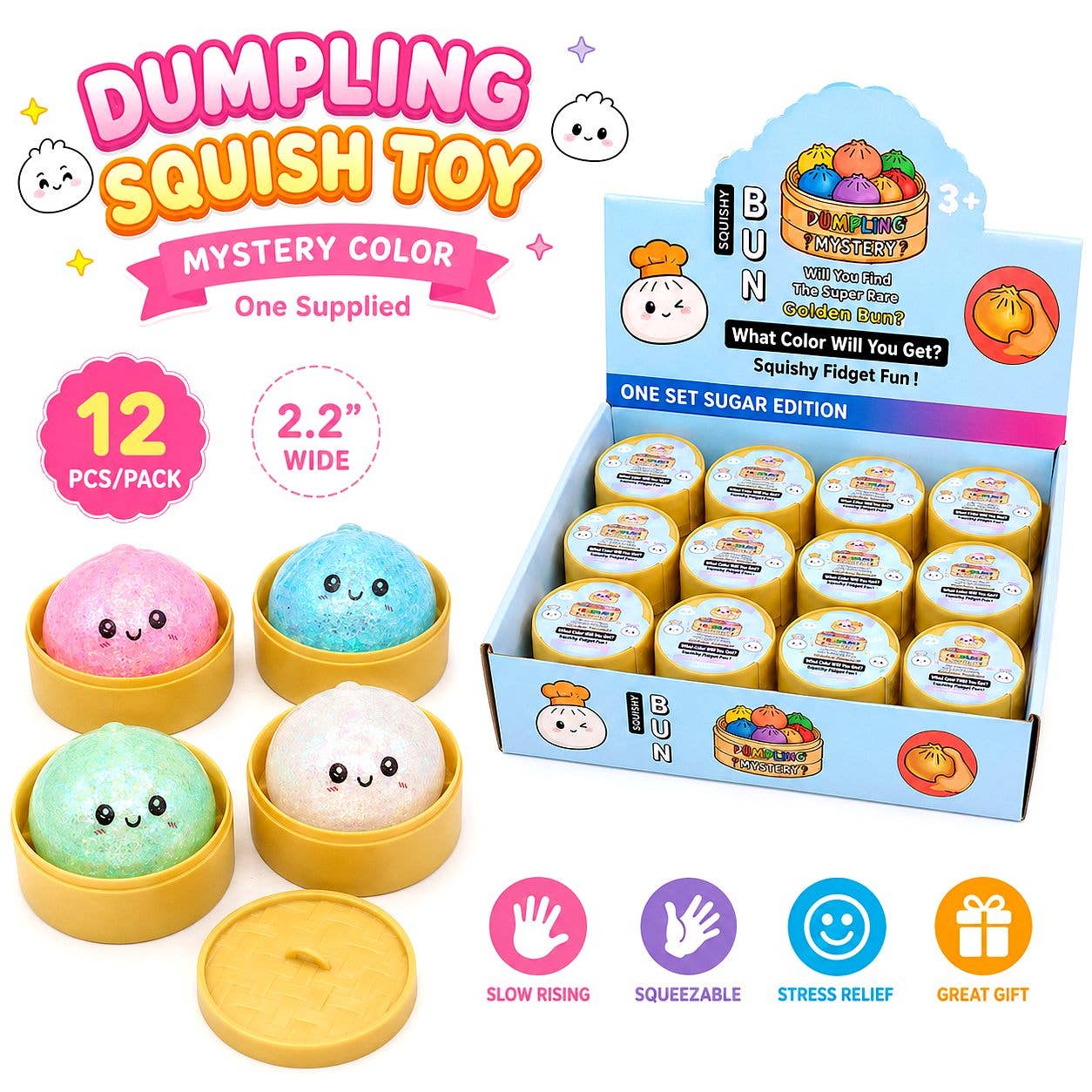 Small Glitter Dumpling Bun Squishy Toy Squeeze (1 Dumpling)