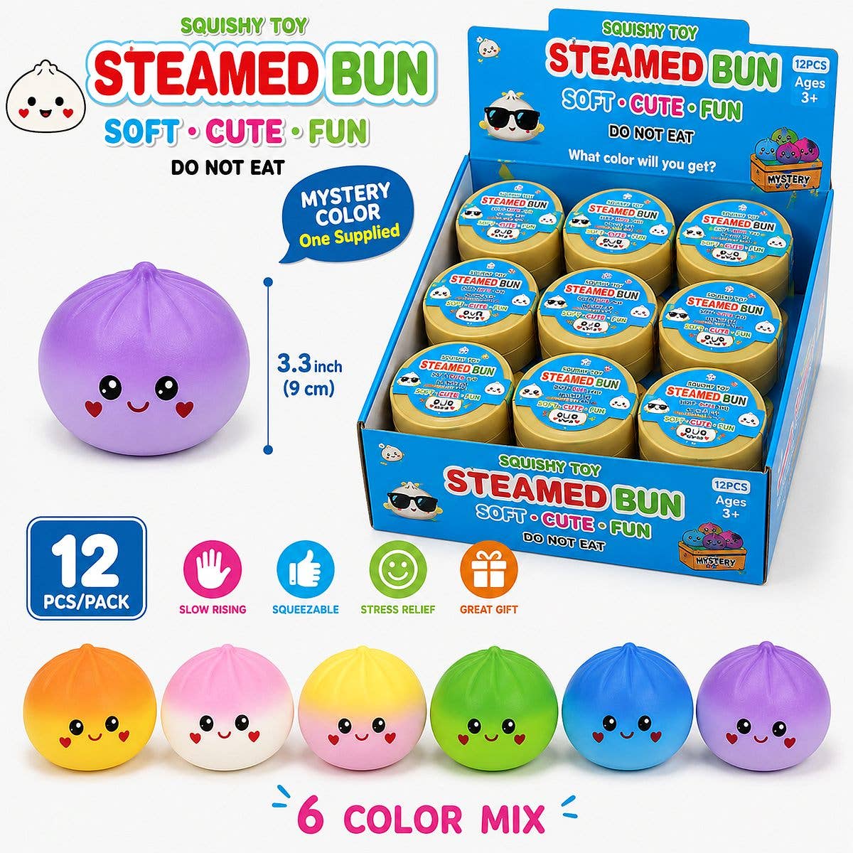 Dumpling Squishy Toy Mixed Color Rebound Foam (1 Dumpling)