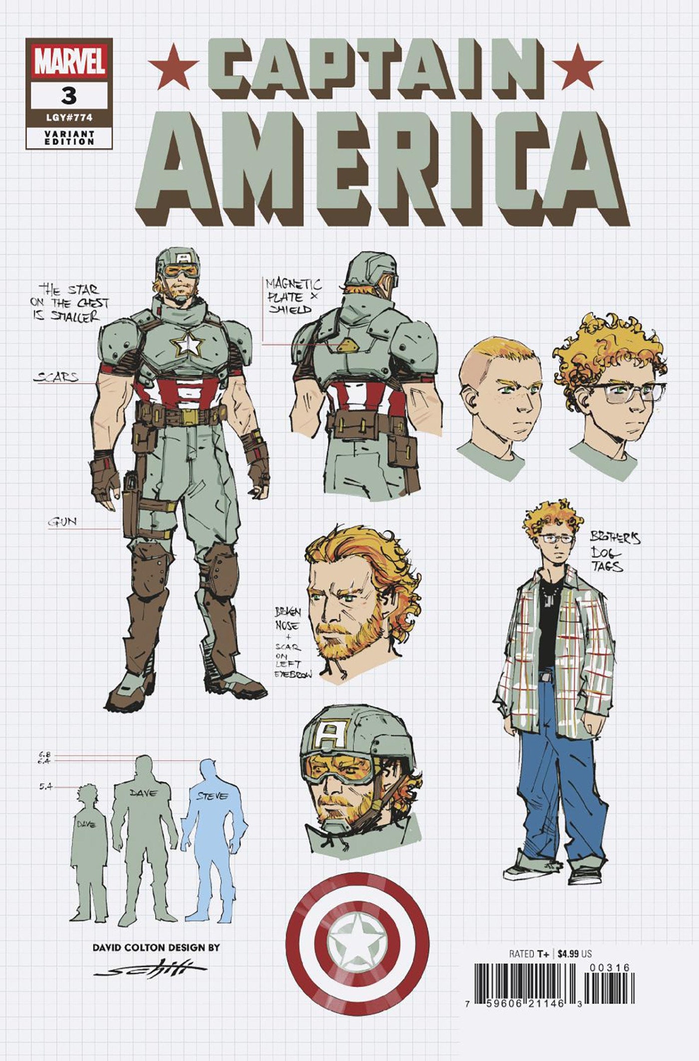 Captain America #3 1:10 Valerio Schiti Design Variant (NM)