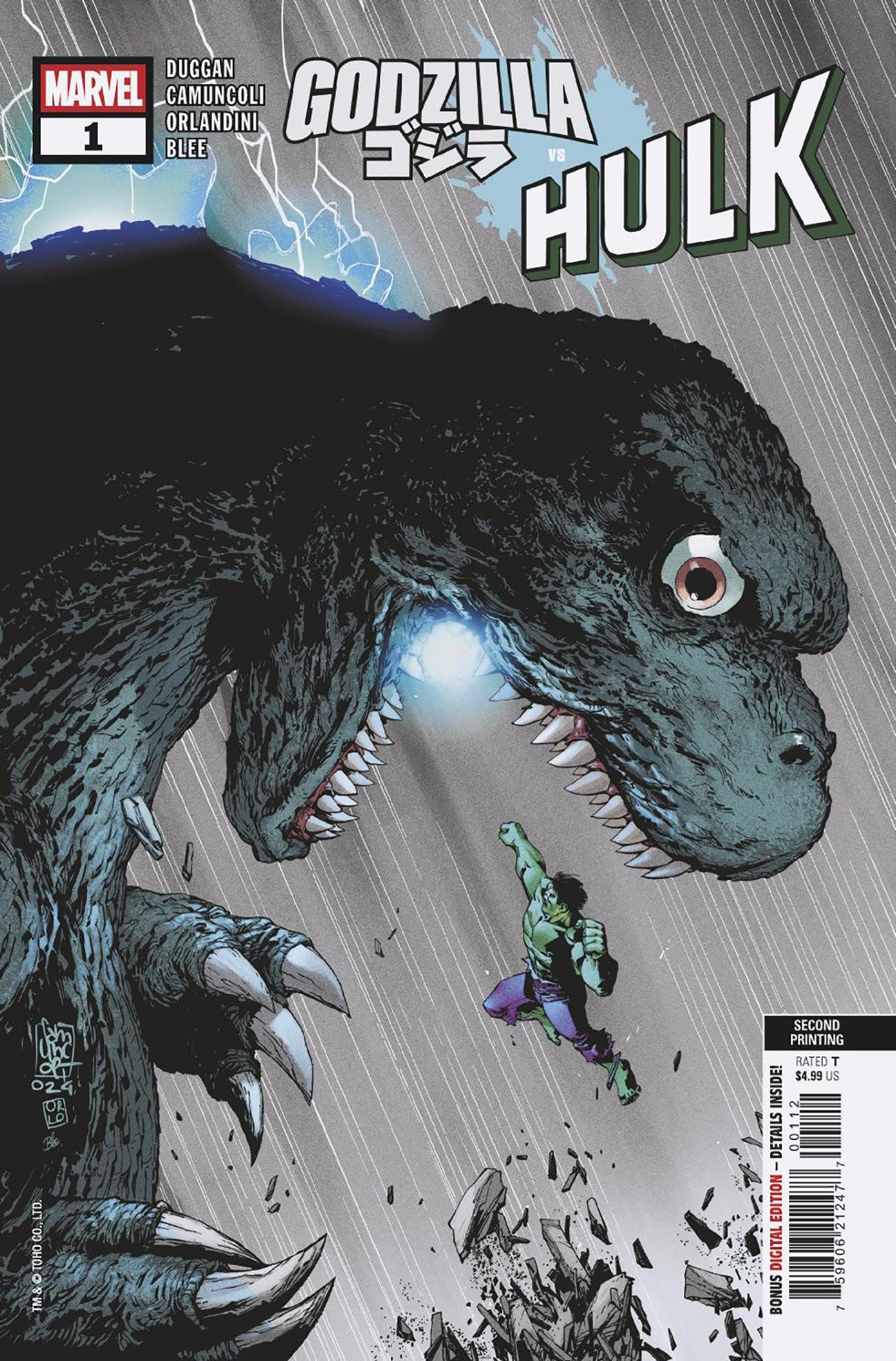 Godzilla vs. Hulk #1 Giuseppe Camuncoli 2nd Print Variant (NM)