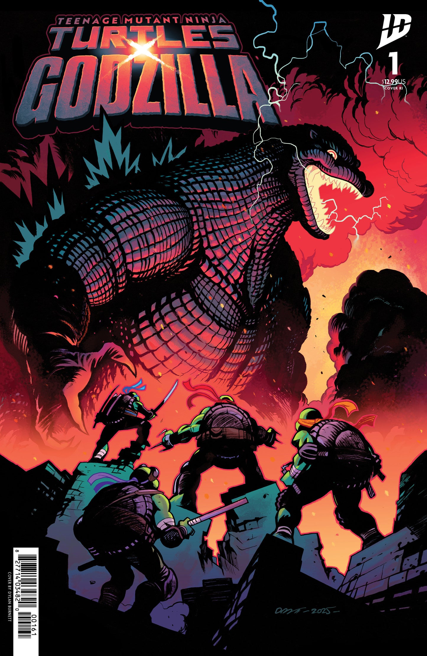 Teenage Mutant Ninja Turtles X Godzilla #1 1:25 Variant Foil (Burnett) (NM)