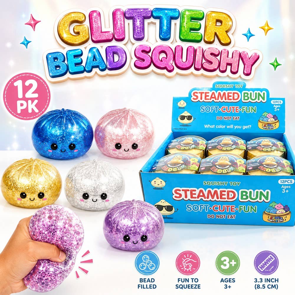 Sparkle Bead Bun Squishy Squeeze Toy Sensory Fidget Dumpling (1 Dumpling)