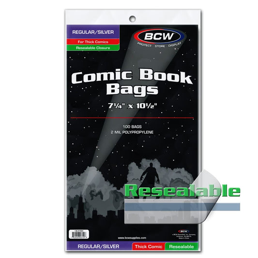 BCW Resealable Silver/Regular Comic Bags - Thick