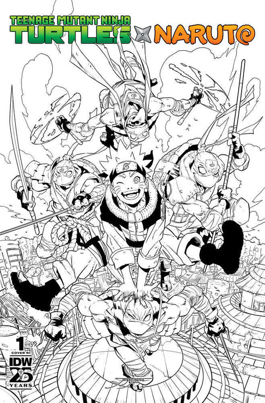 Teenage Mutant Ninja Turtles X Naruto #1 1:100 Black & White Variant (NM)