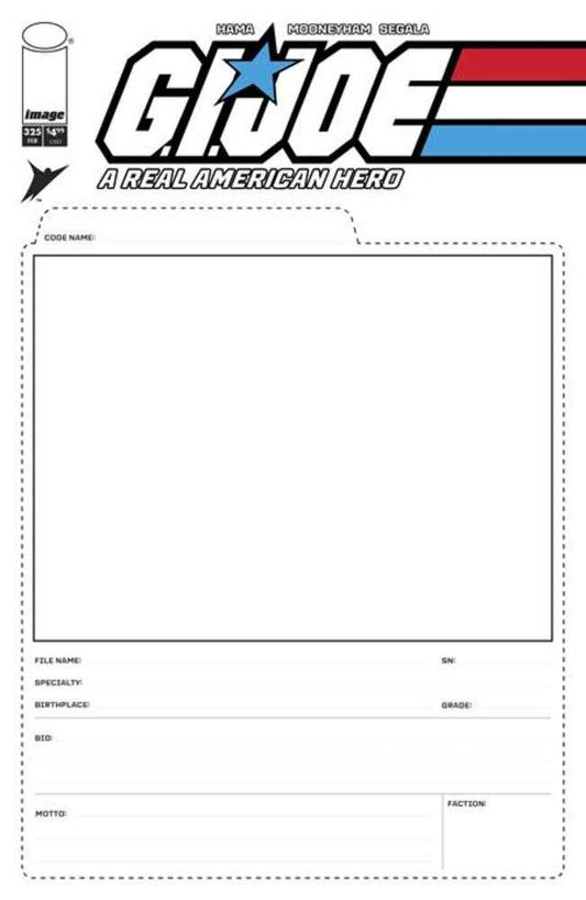 G.I. Joe A Real American Hero #325 Cover F Blank Sketch File Card Variant (NM)