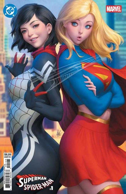 DC Marvel Superman Spider-Man #1 (One Shot) Cover M Stanley Artgerm Lau Supergirl & Silk Card Stock Variant (NM)