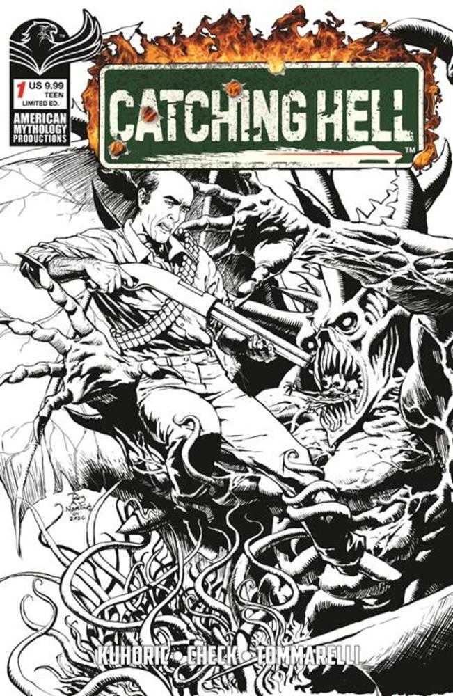 Catching Hell Feat Reggie Bannister #1 Cover F Roy Allan Martinez B/W Limited Edition Variant Limited To 350 Copies (NM)
