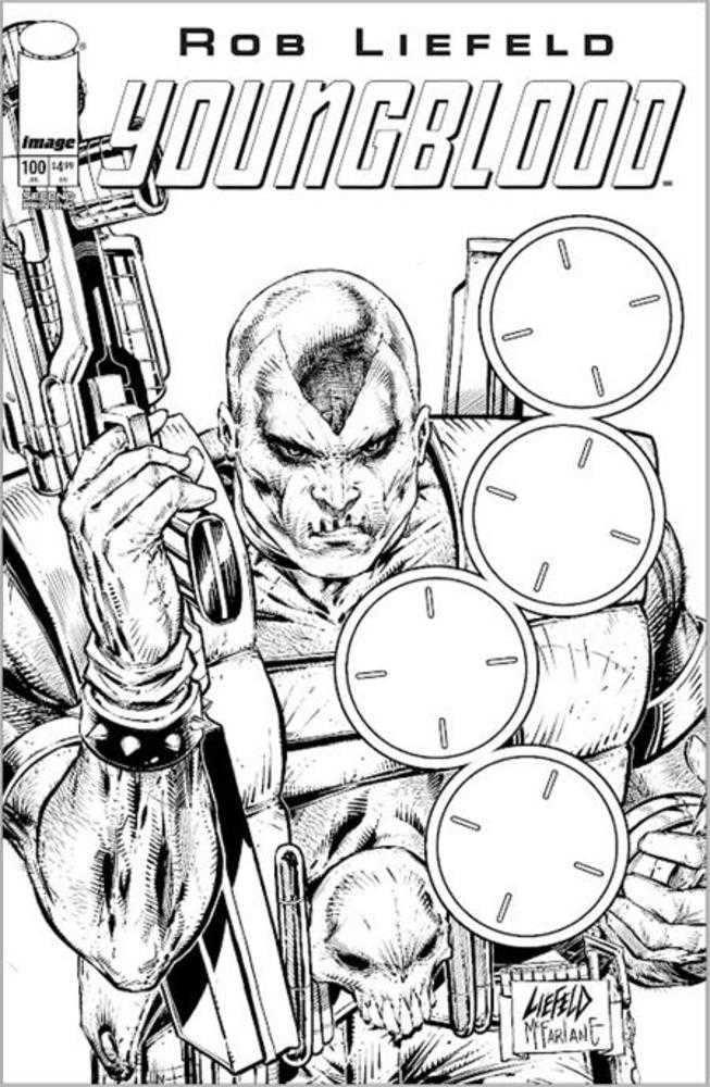 Youngblood #100 2nd Printing Cover C Black & White Blank Gun Sight Variant (NM)