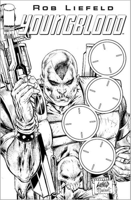 Youngblood #100 2nd Printing Cover C Black & White Blank Gun Sight Variant (NM)