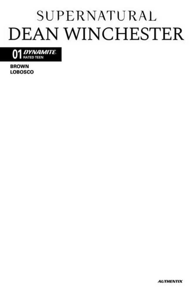 Supernatural Dean Winchester #1 Cover F Blank Authentix Variant (NM)