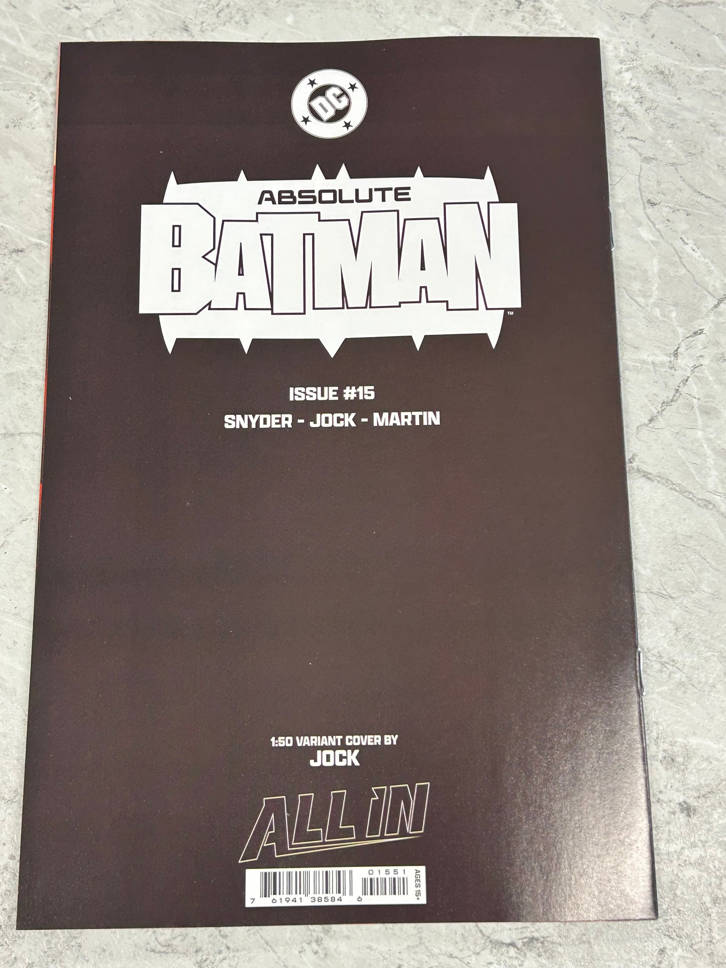 Absolute Batman #15 Cover F 1:50 Jock Virgin Card Stock Variant (VF/NM)