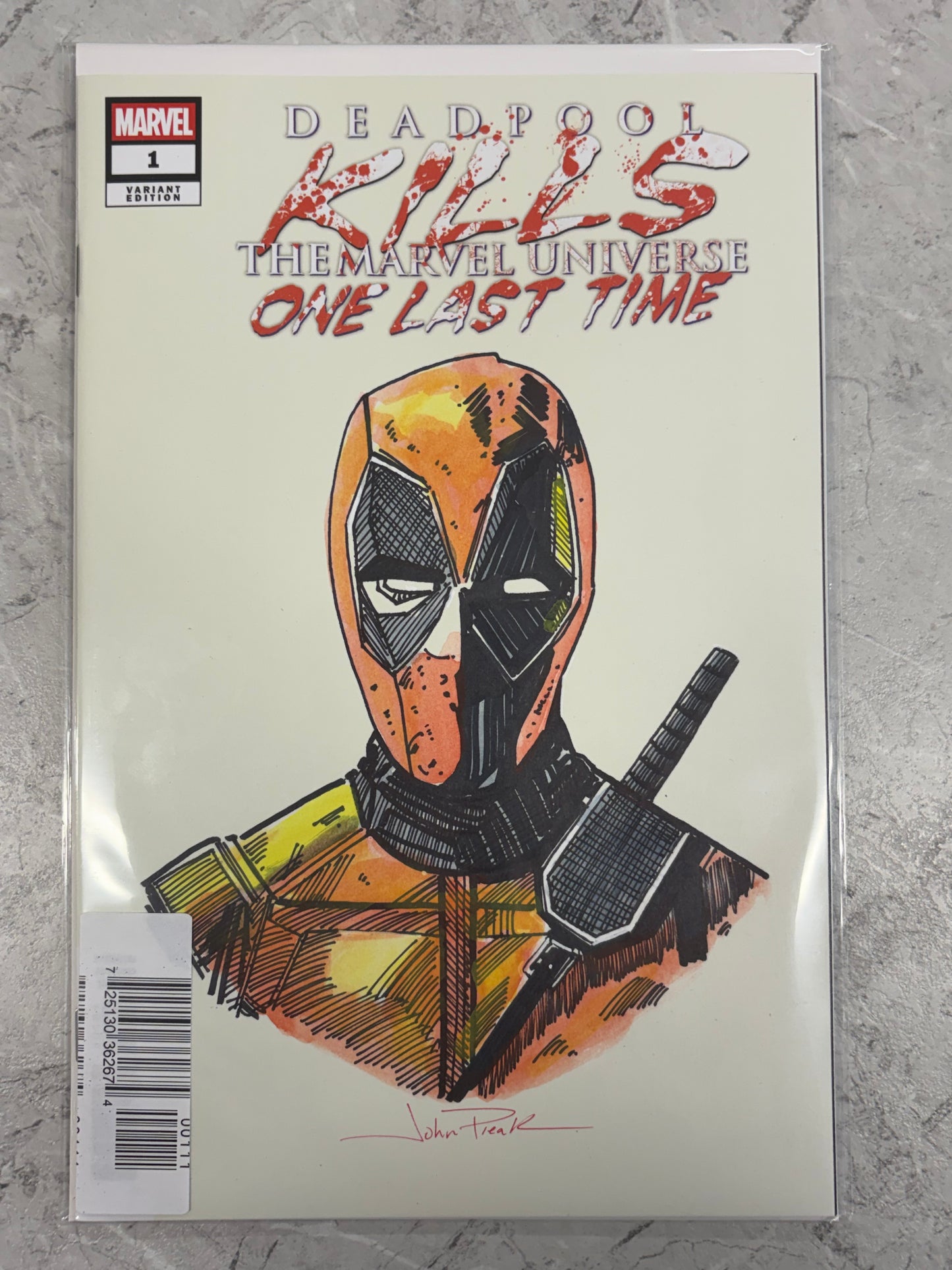 DF Deadpool Kills The Marvel Universe One Last Time #1 Blank Variant With A Sketch By John Pleak (Mature) (NM)