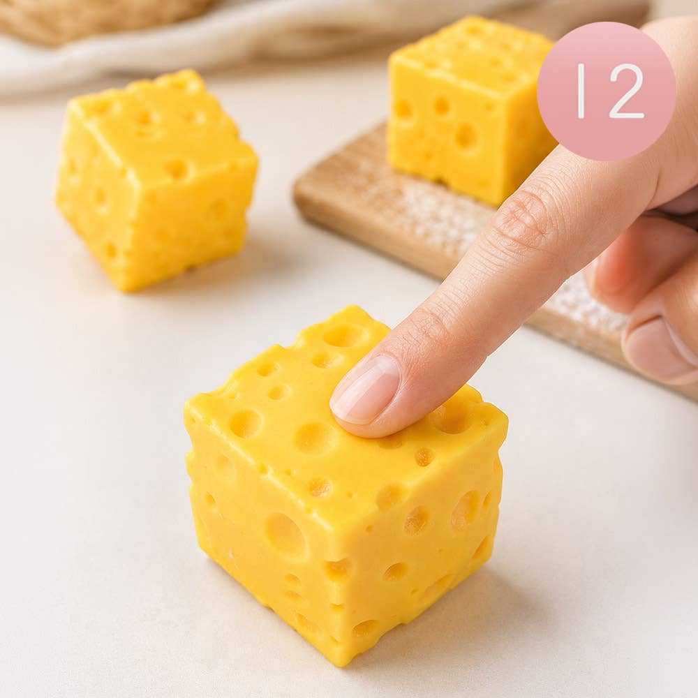 Cheese Cube Squeeze Squishy Stress Relief Toy (1 Cheese)