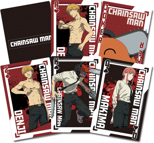 CHAINSAW MAN - CHARACTER GROUP SPLASH BACKGROUND PLAYING CARDS