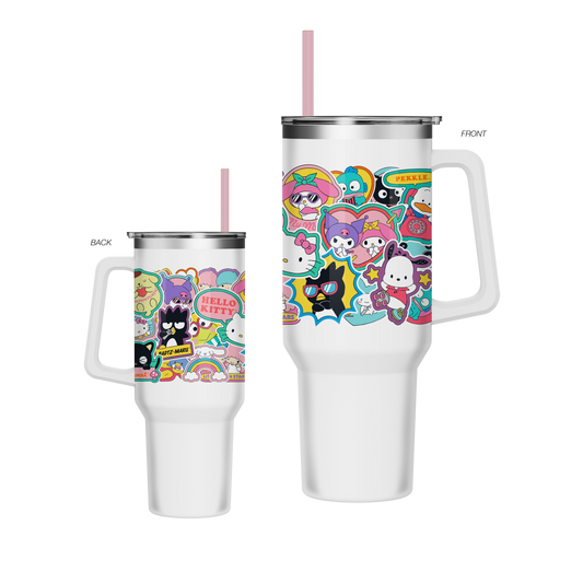 Sanrio Super Cute Sticker Collage 40oz SS Tumbler w/ Handle