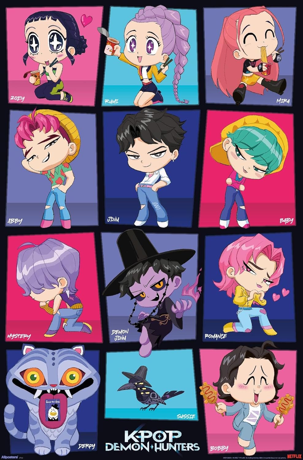 K-Pop Demon Hunters Chibi Style Poster (Not Available for Shipping)