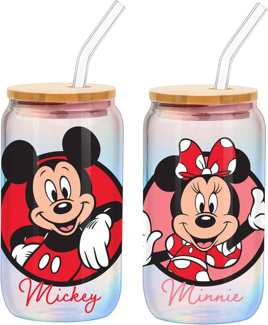 Mickey & Minnie Iridescent 2pk 16oz Glass Tumbler