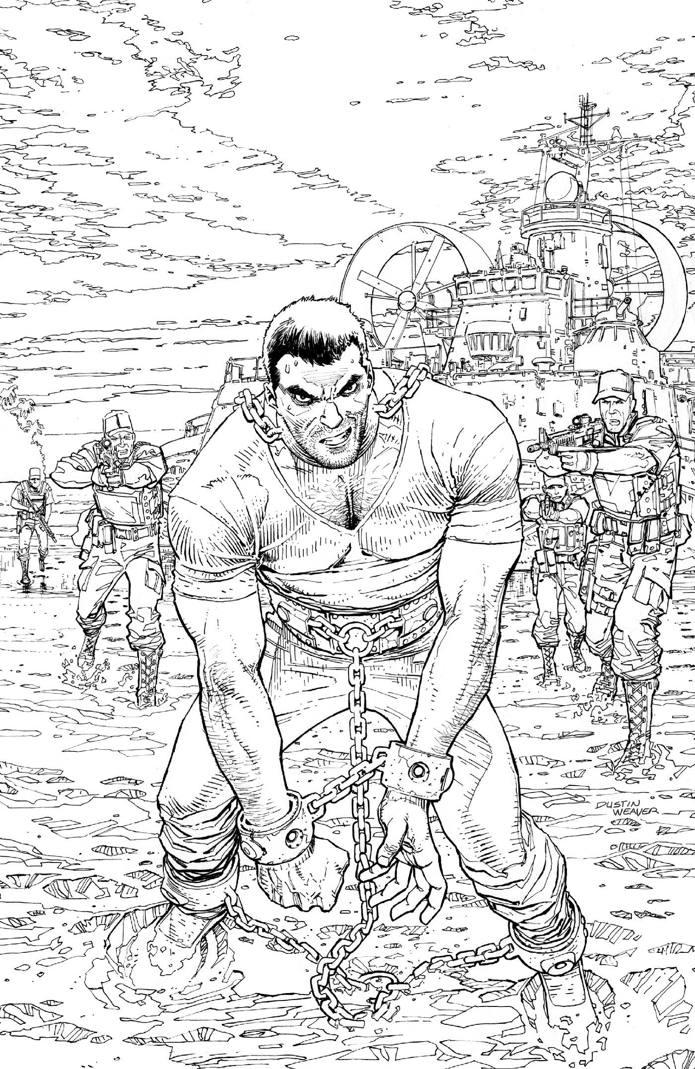 Fort Psycho #1 Cover H Inc 1:20 Dustin Weaver Black & White Variant (NM)