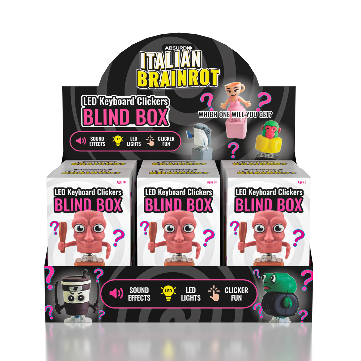 Absurdio Italian Brainrot 3-in-1 LED Keychain Fidget Clicker Toy Blind Box (1pc)