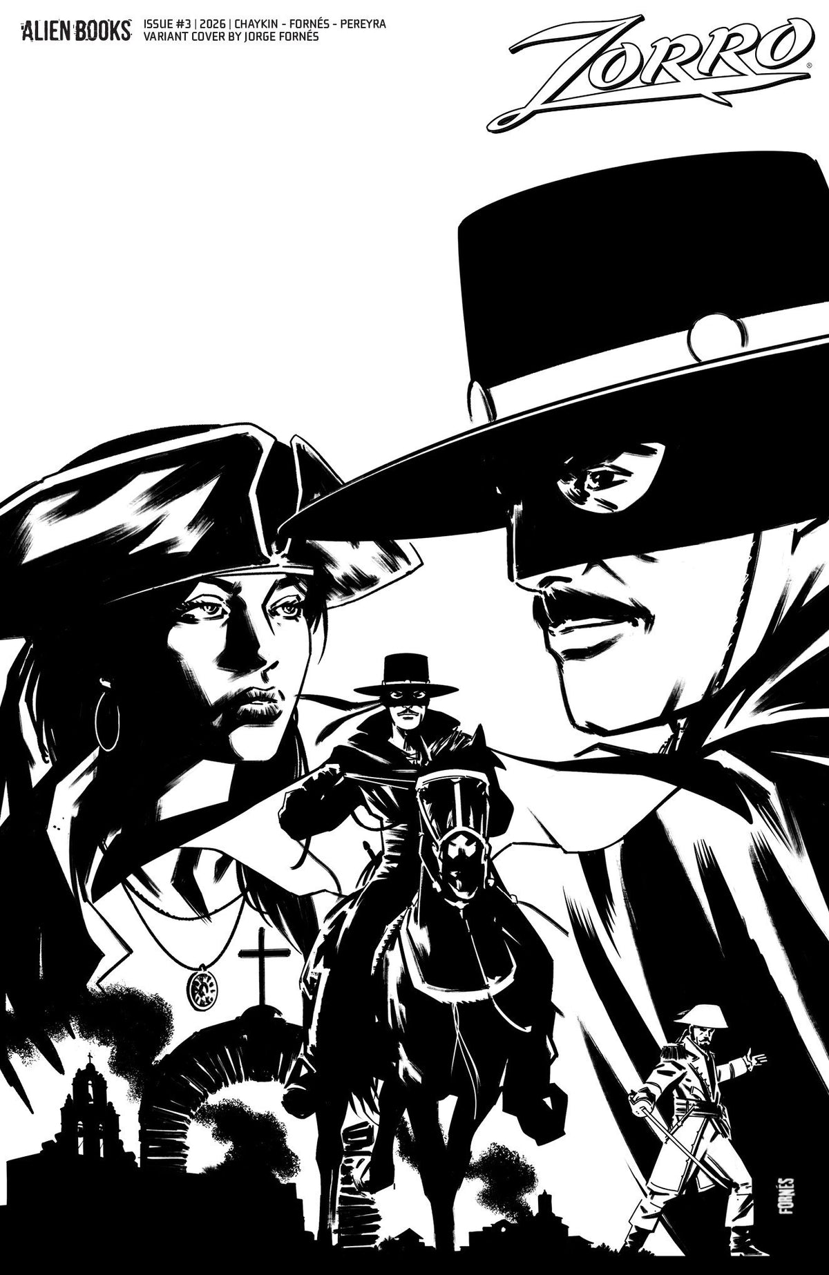 Zorro #3 Variant D (Fornés Black & White) (NM)