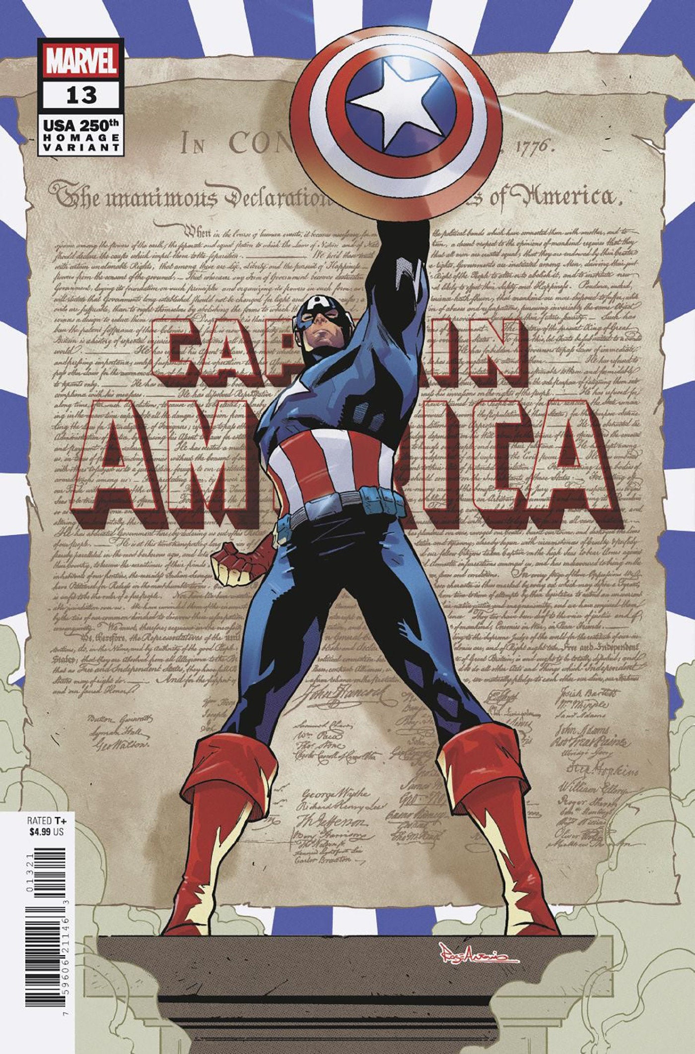 Captain America #13 Roge Antonio 250 Th Homage Variant [Arm] (NM)