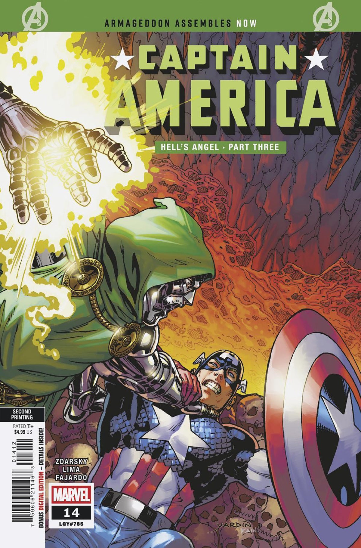 Captain America #14 David Yardin 2nd Printing Variant [Arm] (NM)