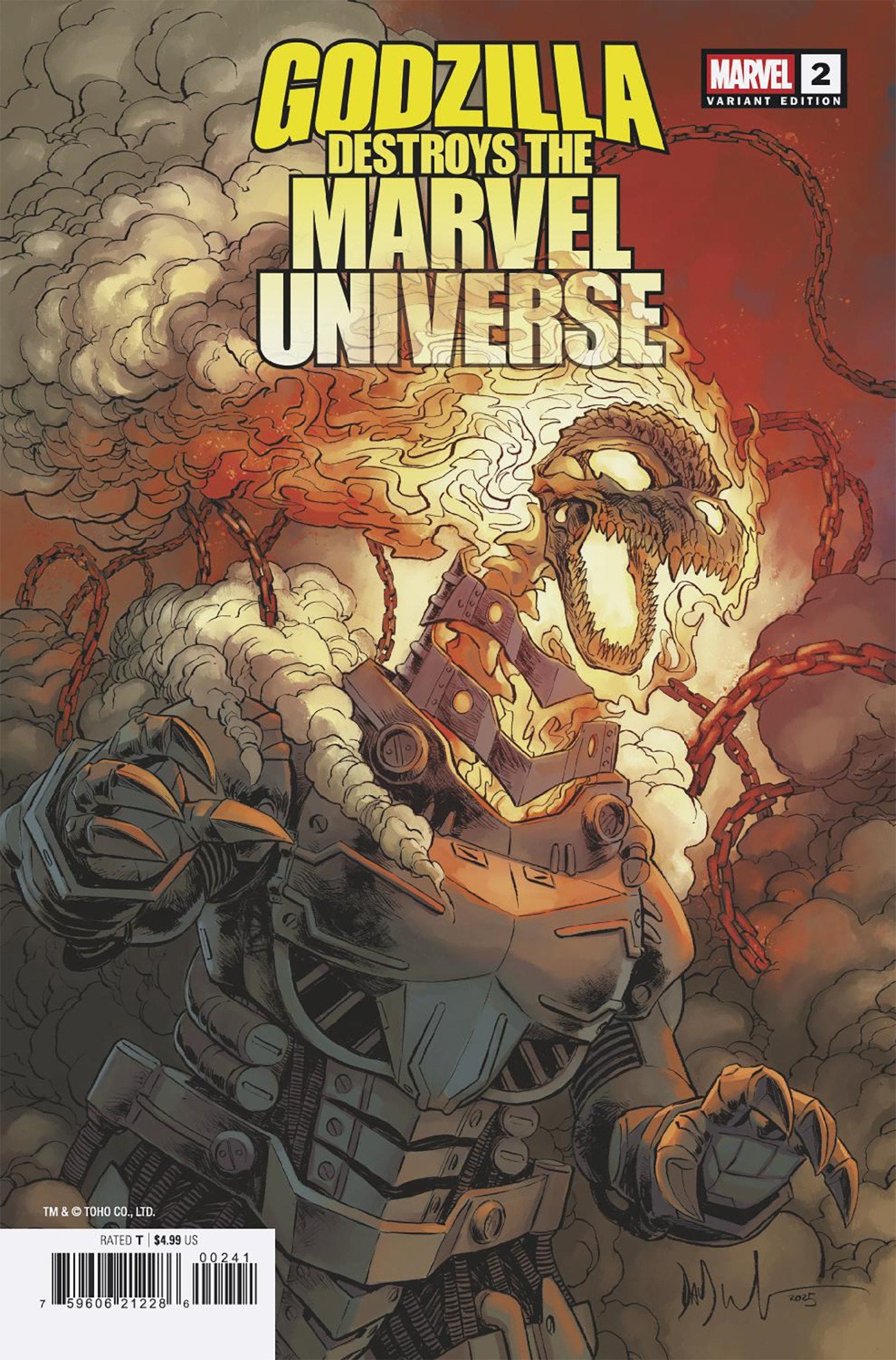 Godzilla Destroys The Marvel Universe #2 Dave Wachter Marvelized Mecha-Ghost Riderzilla Variant (NM)