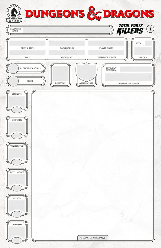 Dungeons & Dragons: Total Party Killers #1 (Cover E) (Blank Cover Character Sheet) (NM)