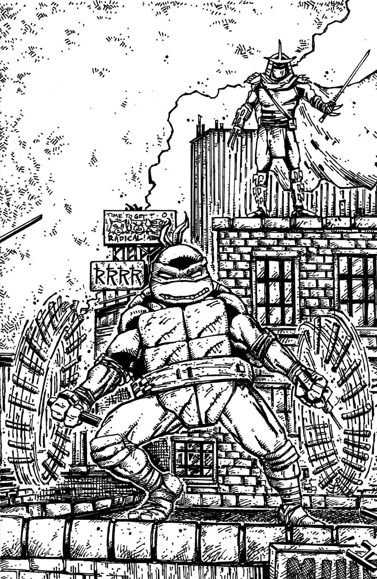 Teenage Mutant Ninja Turtles #23 1:10 Variant (Eastman & Bishop Black & White Full Art) (NM)