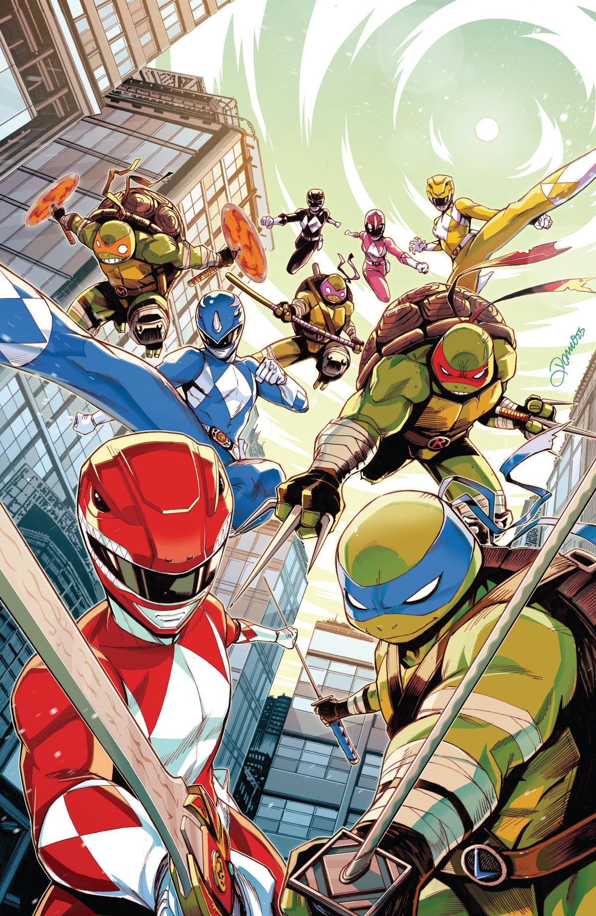 Mighty Morphin Power Rangers/ Teenage Mutant Ninja Turtles III #1 E Variant (Full Art, Foil, Zonno) (NM)