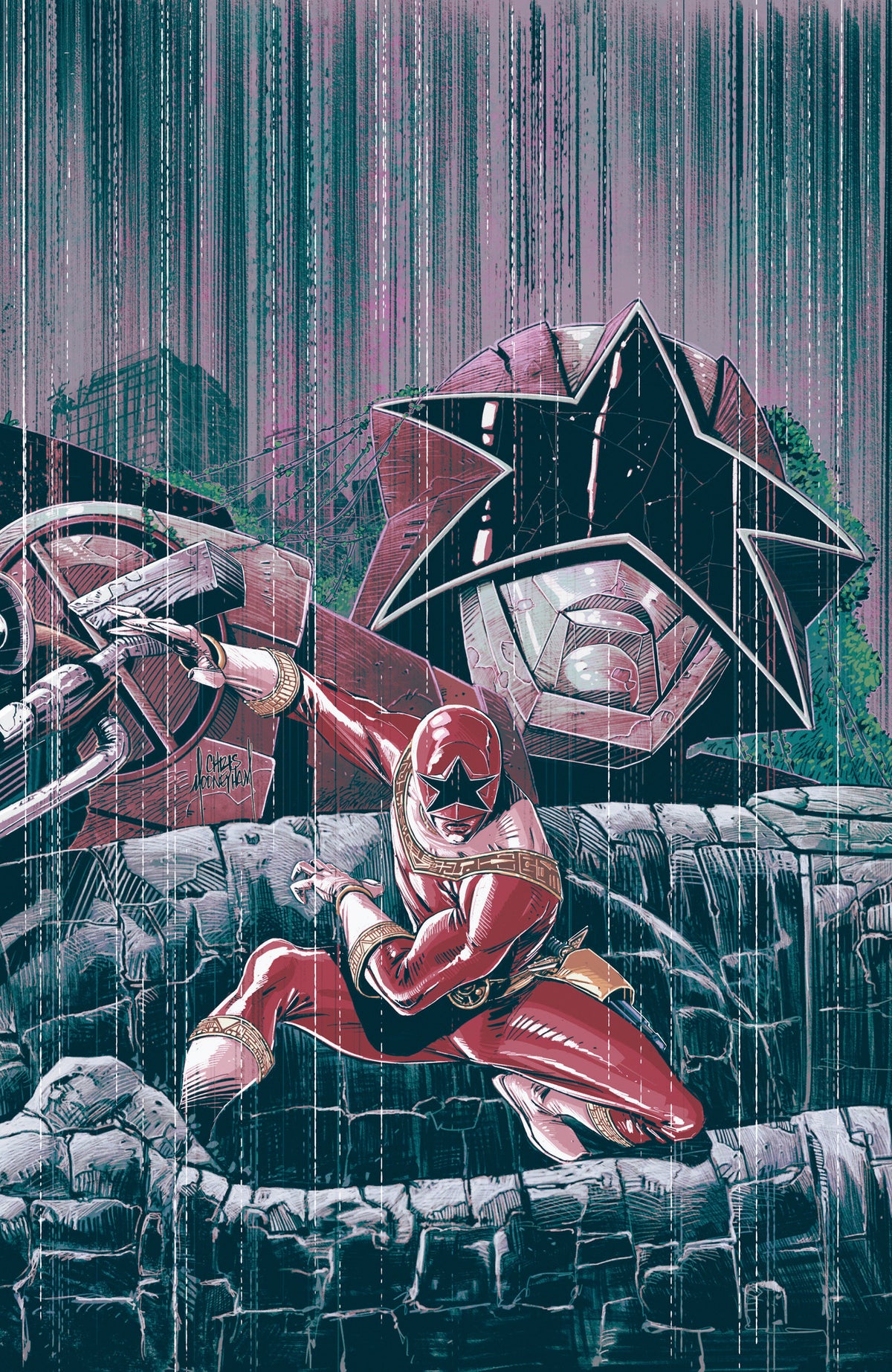 Power Rangers Green #3 C Tommy Oliver Card Stock Connecting Variant (Full Art, Mooneyham) (NM)