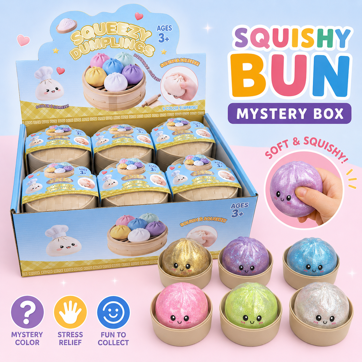 Glitter Dumpling Squishy Toy Bun (1 Dumpling)