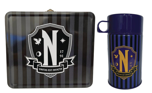 Tin Titans Wednesday Nevermore Academy Previews Exclusive Lunch Box W/Beverage Container