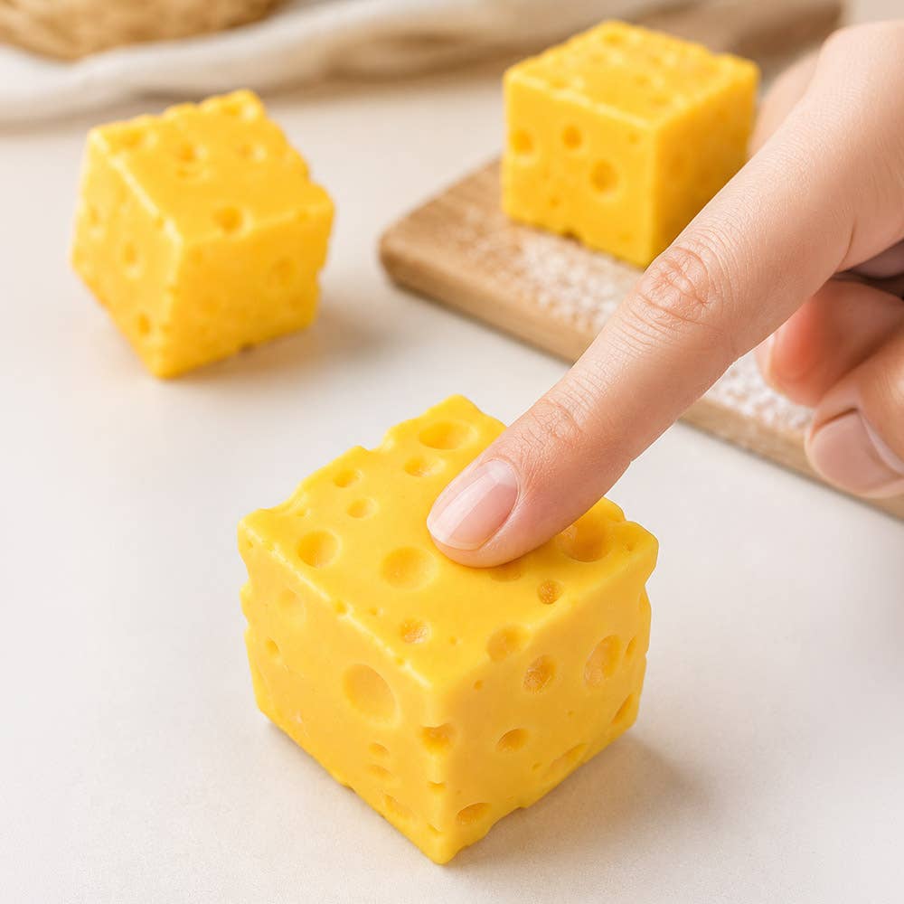 Cheese Cube Squeeze Squishy Stress Relief Toy (1 Cheese)